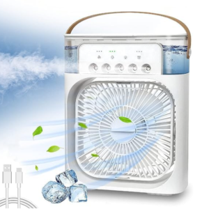 Personal Air Cooler Portable Air Conditioner Fan, Mini Evaporative Cooler with LED Light Timer Wind Speed and Spray Modes for Home Office Travel